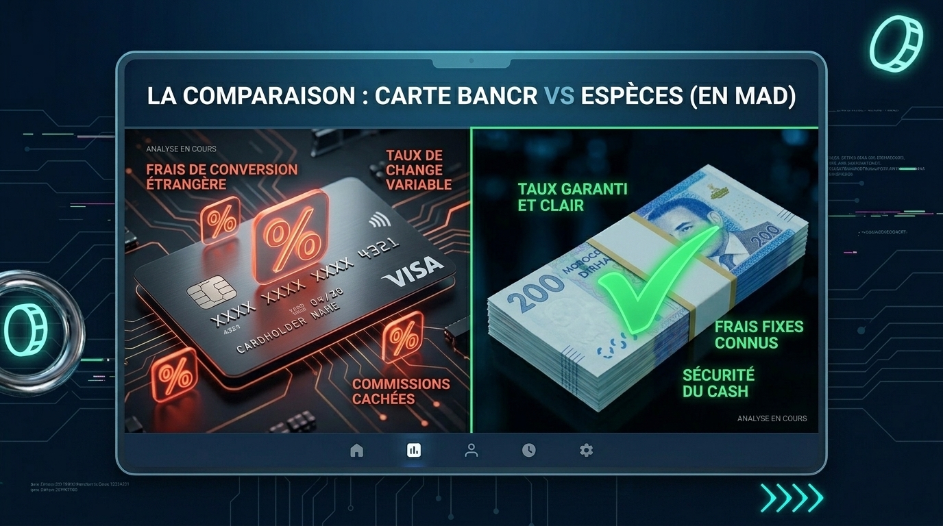 Comparison of paying with a credit card or cash in Morocco